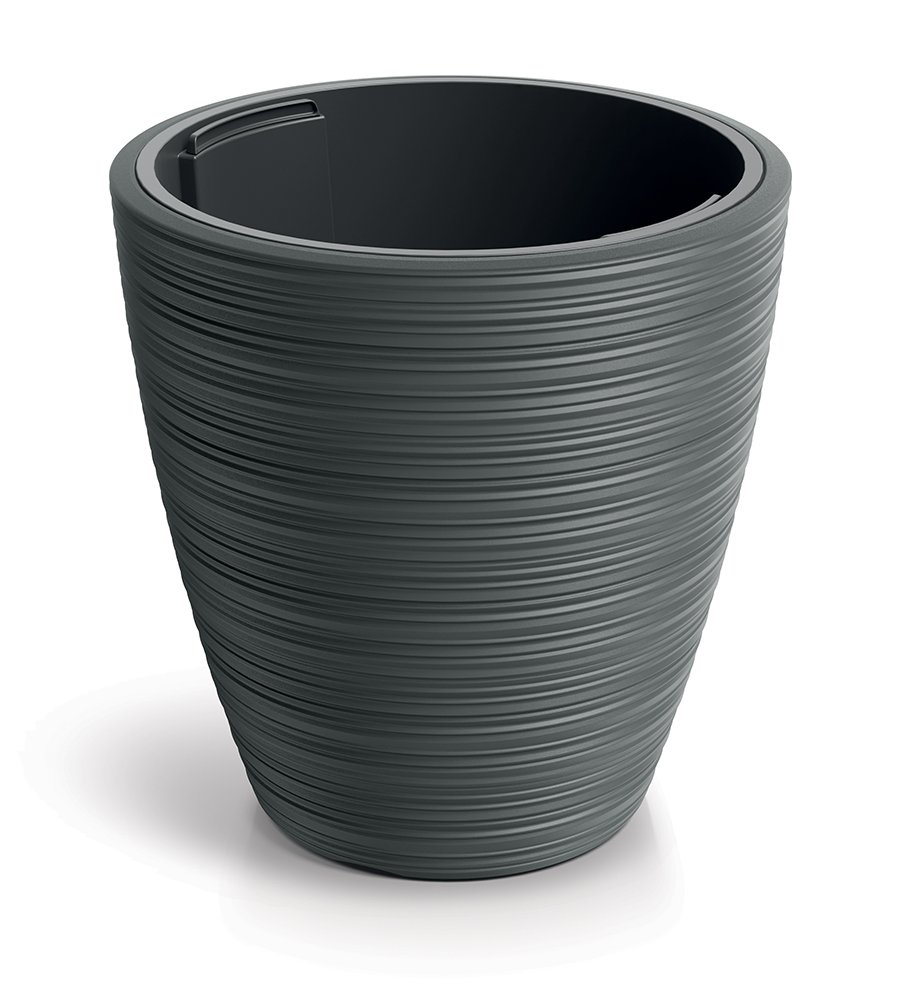 Květináč VENA ROUND s vkladem 34,9cm tmavě šedý