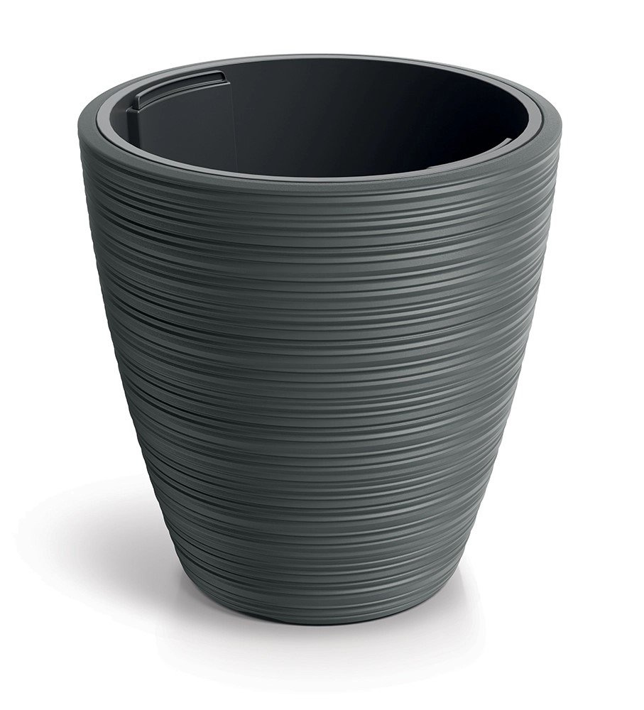Květináč VENA ROUND s vkladem 19,8cm tmavě šedý