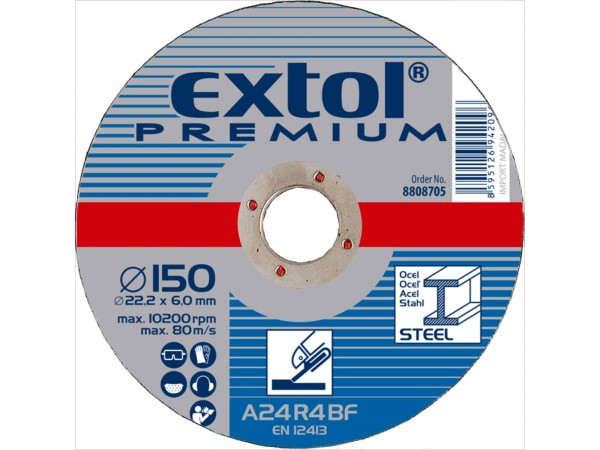 EXTOL PREMIUM kotouč brusný na ocel, O 150x6,0x22,2mm