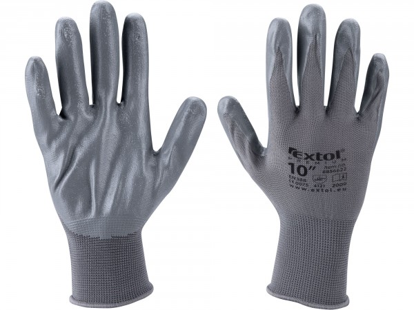 EXTOL PREMIUM rukavice nylonové polomáč. v nitrilu, velikost L/10"