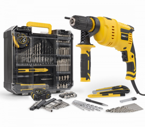 POWERPLUS El. Vrtačka s příklepem 800 W 78 ks příslušenství
