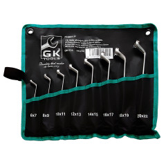 GK TOOLS Sada očkových klíčů vyhnutých chrom 8 dílů | 6-22 mm, textilní obal