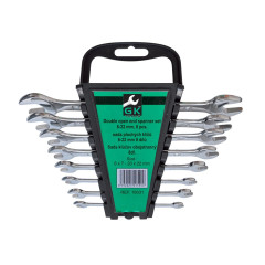 GK TOOLS Sada plochých klíčů, chrom | 6-22 mm, 8 dílů, plastový držák