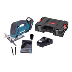 XTLINE Aku přímočará pila 18 V + baterie 2.0 Ah + nabíječka 2.4 A + pilové plátky + box