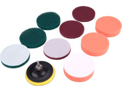 EXTOL CRAFT sada čistících/leštících výseků na vrtačku 10ks, průměr 100mm, 3x3druhy