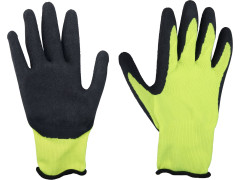rukavice nylonové, bezešvé, polomáčené v latexu, velikost 9"