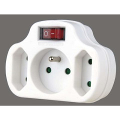 Zásuvka rozbočovací 2x+1x bílá s vypínačem