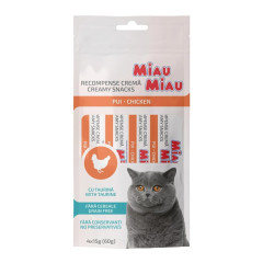Miau Miau Creamy Snacks Cat kuřecí 15g (4 pack)