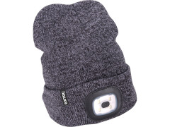 EXTOL LIGHT čepice s čelovkou 4x45lm, USB nabíjení, šedá/černá, univerzální velikost, 100% acryl