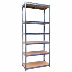 Regál 180x90x40cm, 6 polic, ocel + MDF deska