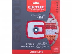 EXTOL PREMIUM kotouč diamantový řezný, segmentový Long Life - suché řezání, 230x22,2x2,8mm