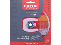 EXTOL PREMIUM kotouč diamantový řezný celoobvodový - mokré řezání, O 150x22,2x2,5mm