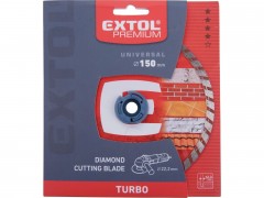 EXTOL PREMIUM kotouč diamantový řezný, turbo - suché i mokré řezání, O 150x22,2x2,3mm
