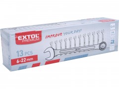 EXTOL PREMIUM klíče očkoploché, sada 13ks, 6-22mm